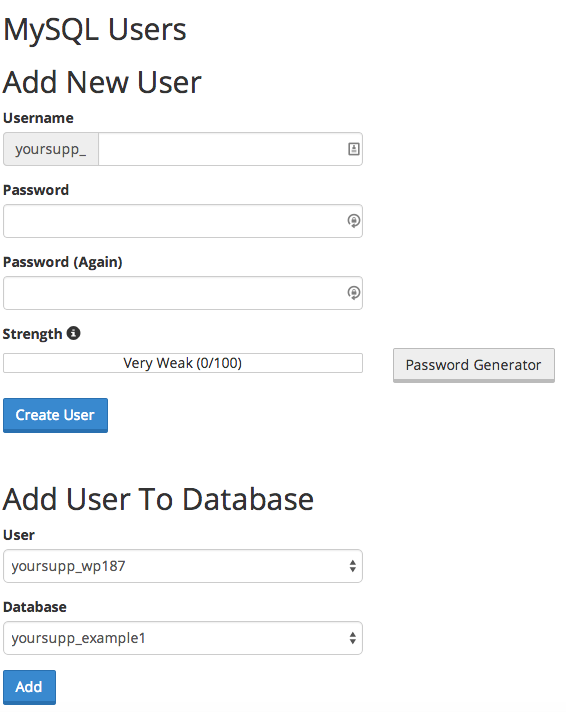 Add User to MySQL